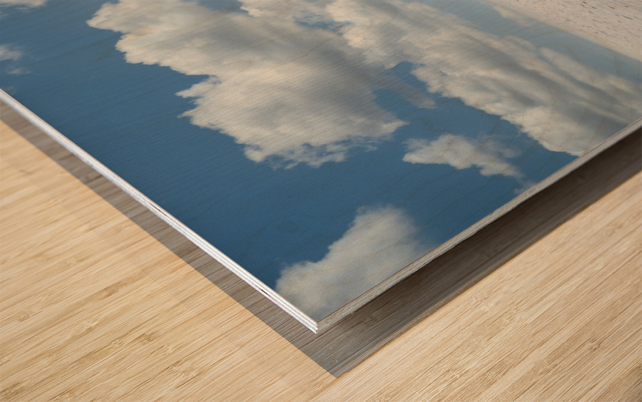 Cloudy basin head rocks Wood print