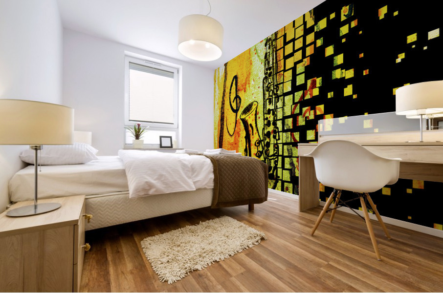 Saxophone Escaping Mural print