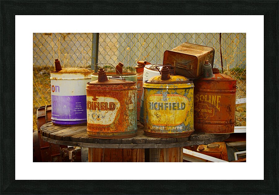 Grunge Vintage Oil Cans  by Aurelia Schanzenbacher
