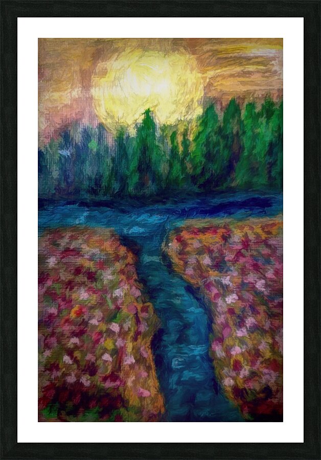 Moon over River Picture Frame print