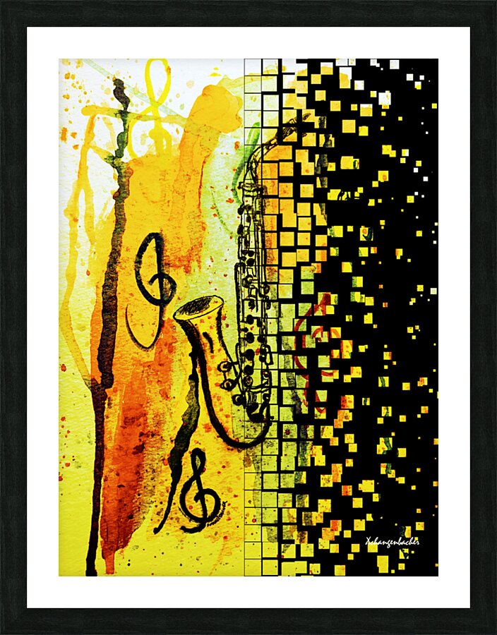Saxophone Escaping Picture Frame print