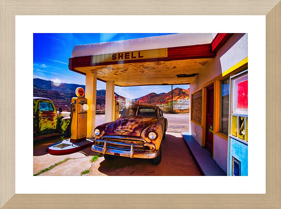 Rust & Gasoline – Lowell Shell Station Picture Frame print