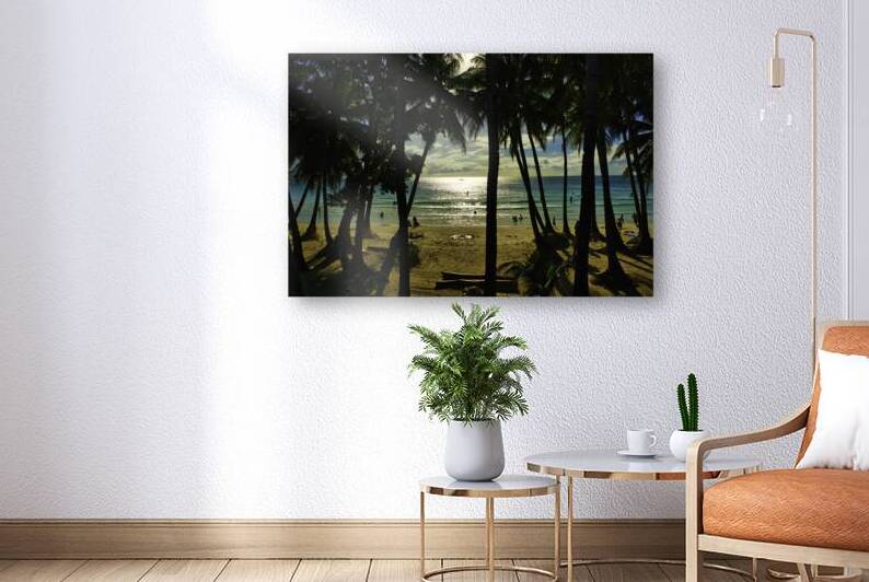 Boracay Sun Through Palms by AM Productions