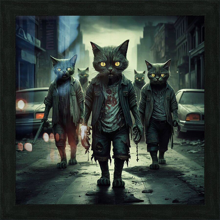 Zombie cats Picture Frame print