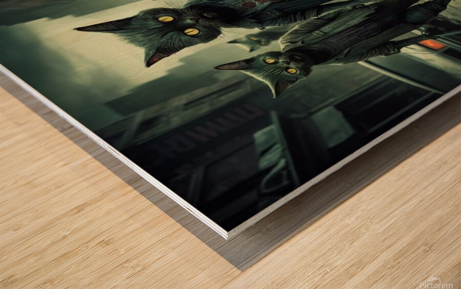 Zombie cats Wood print