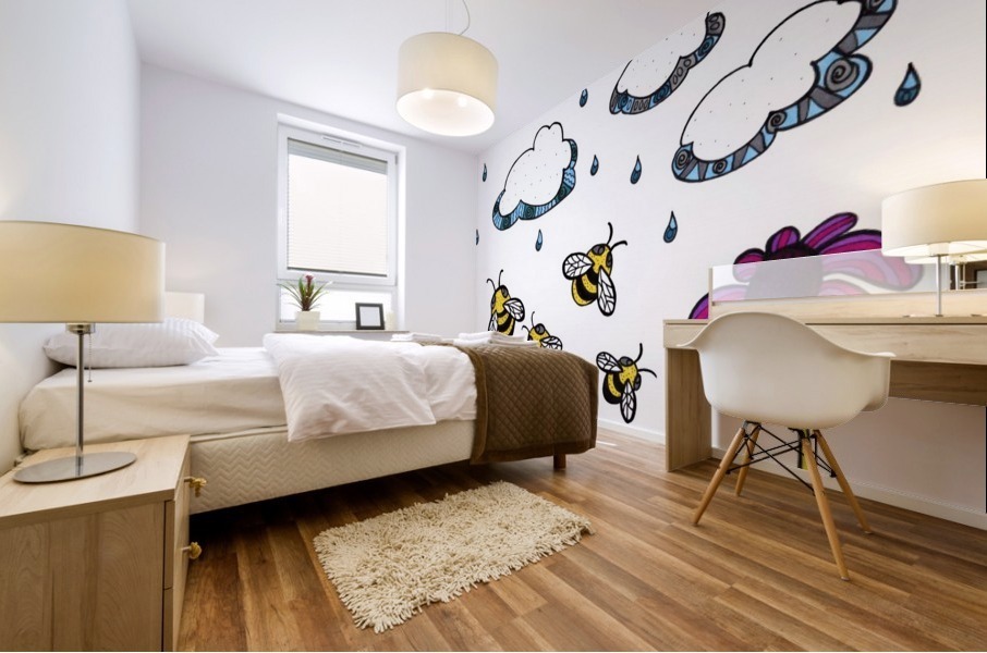 Rain Bees Mural print