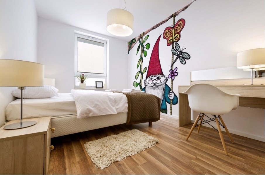 Gnome on a Swing Mural print