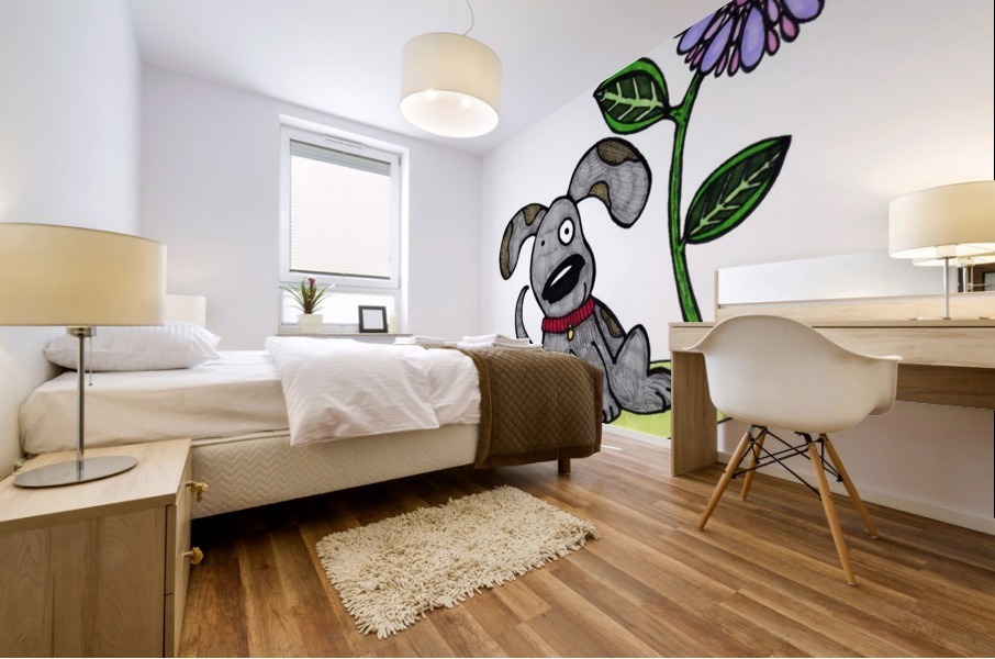 Puppy Flower Mural print