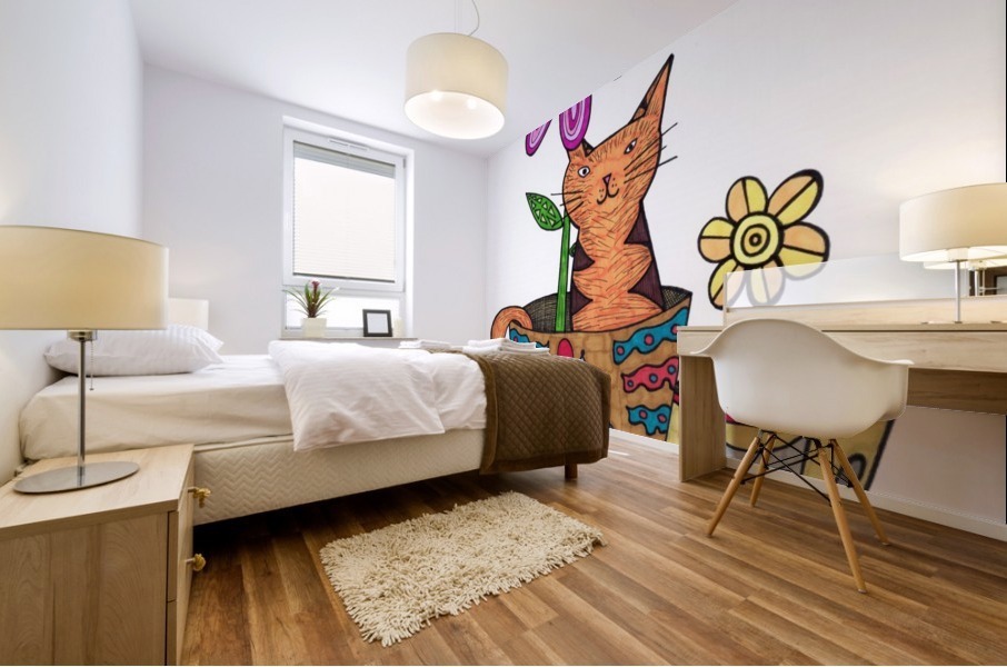 Cat in a Pot Mural print