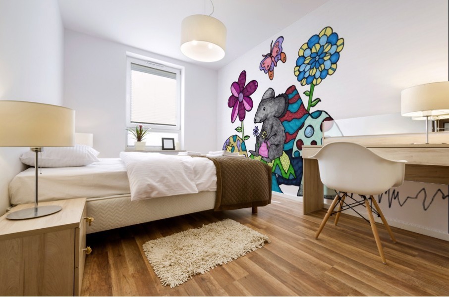 Mushroom Mouse Mural print