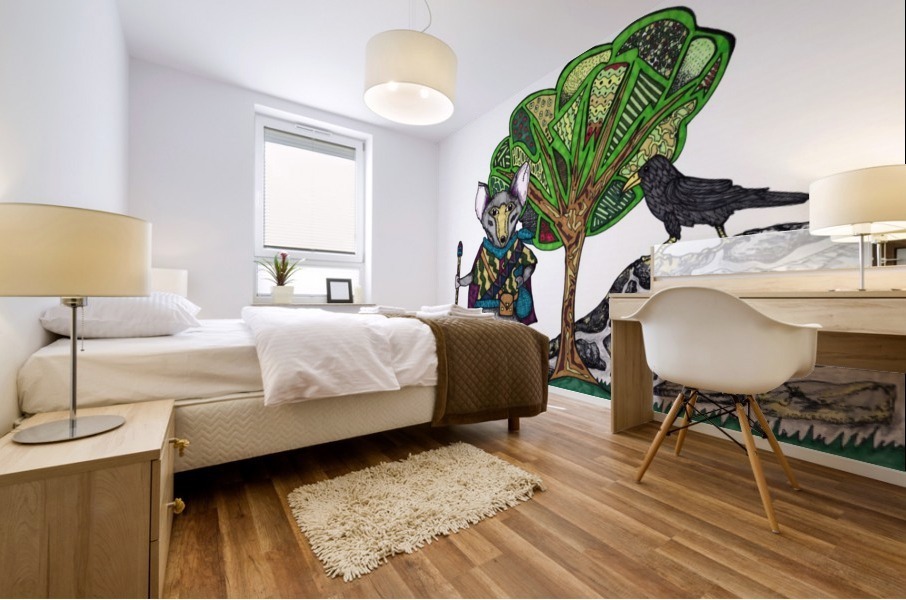 Warrior Mouse (white background) Mural print