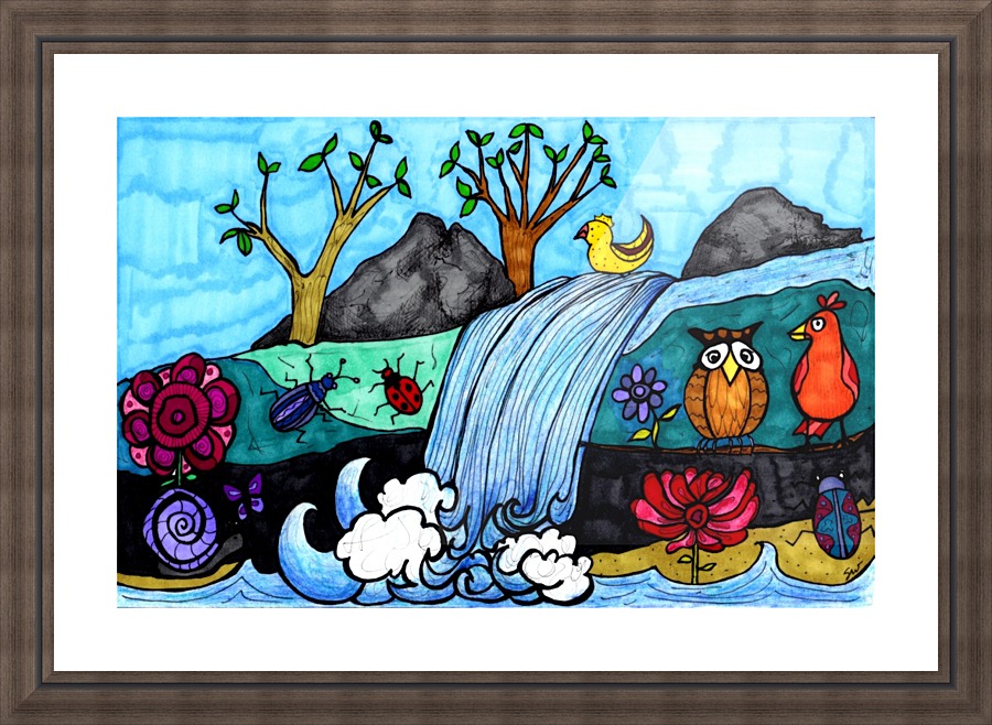 Wonky Waterfall Picture Frame print