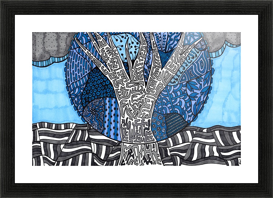 Blue Tree Picture Frame print