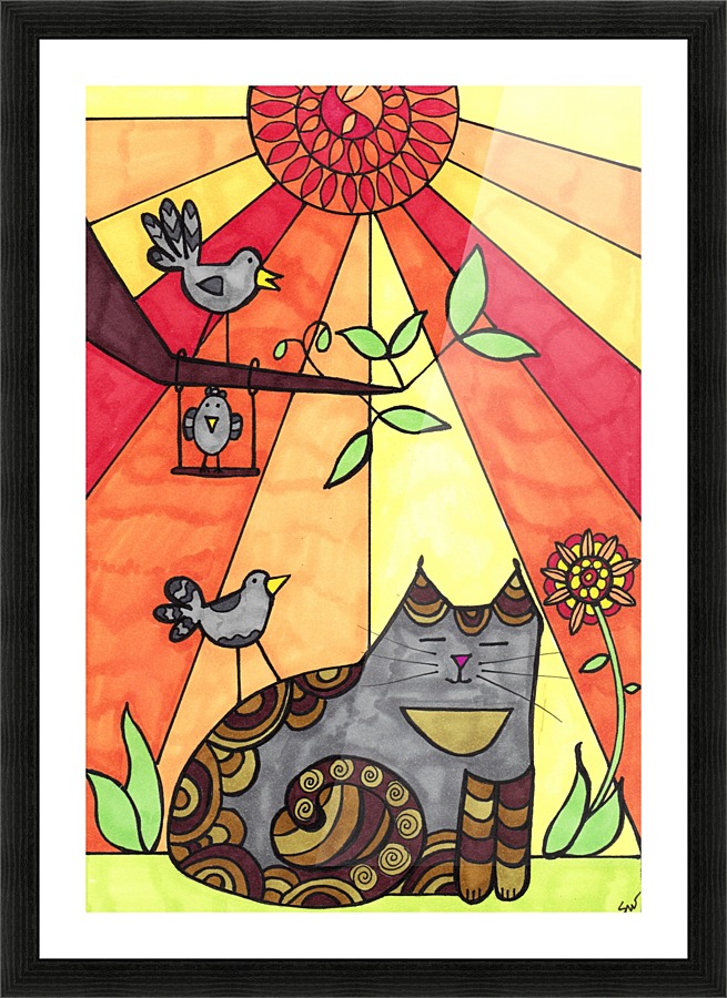 Happy Cat Picture Frame print