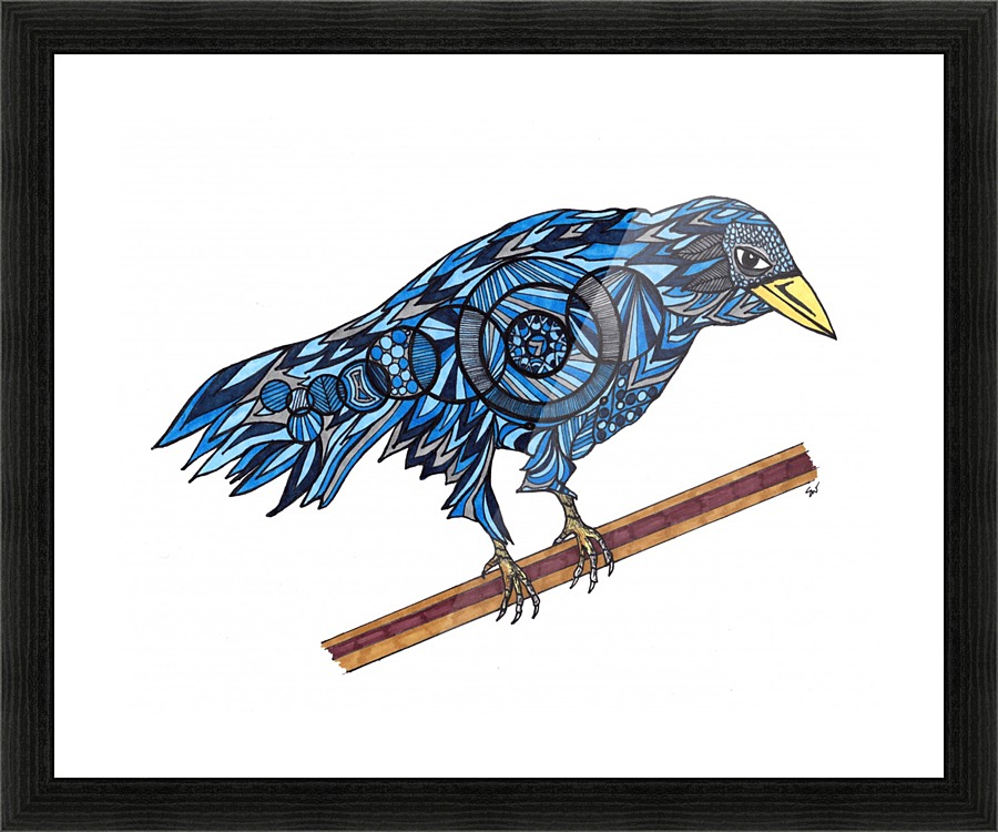 Blue Crow Picture Frame print