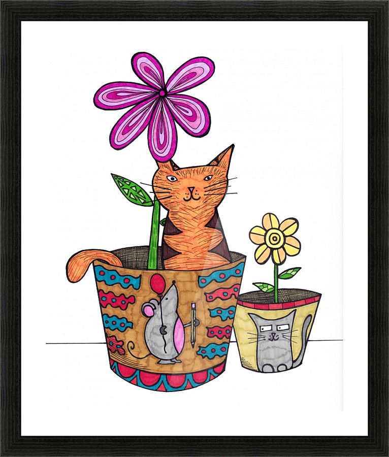 Cat in a Pot Picture Frame print