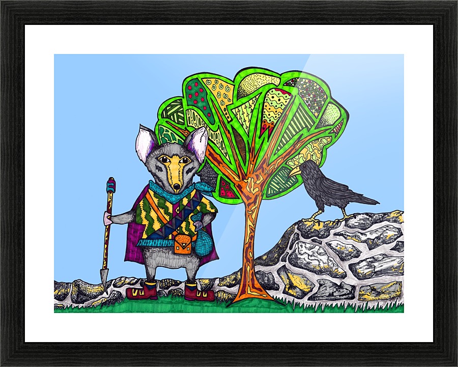 Warrior Mouse (blue background) Picture Frame print