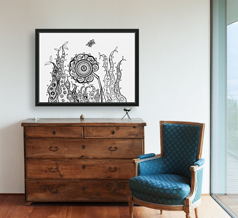 Abstract B&W Sunflower Reproduction