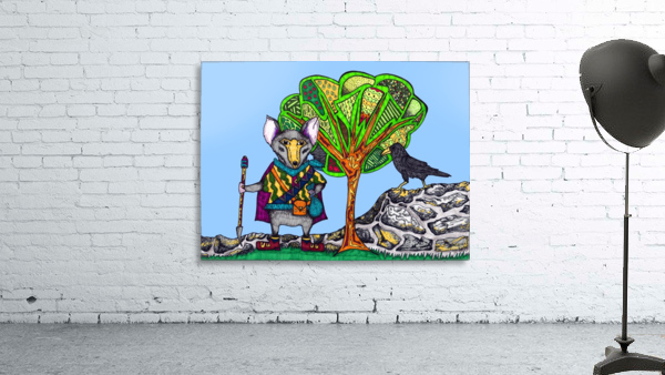 Warrior Mouse (blue background) Wall Preview