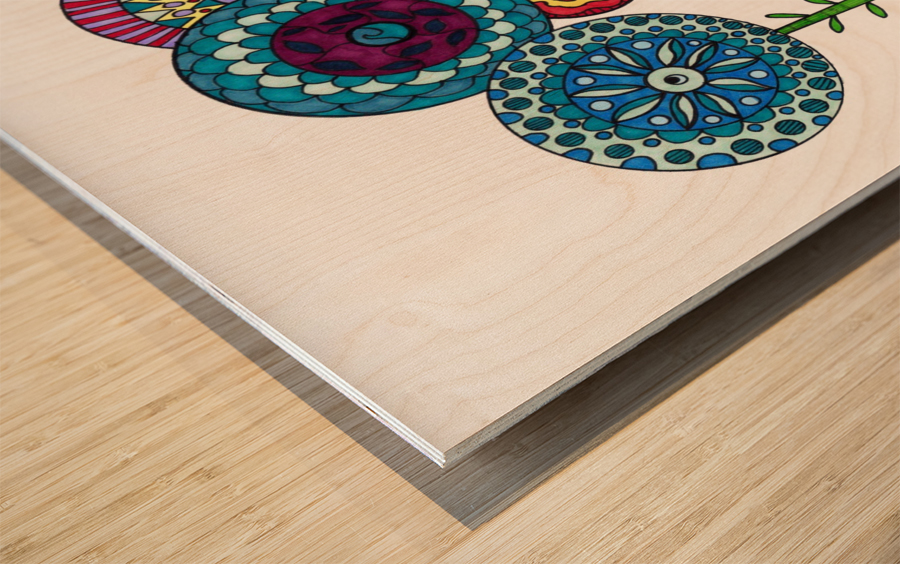 Multi Fleurs Wood print