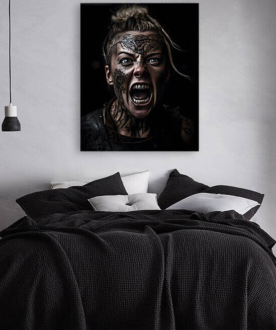 Fierce Female Viking Warrior Portrait by TeeGraphicCo