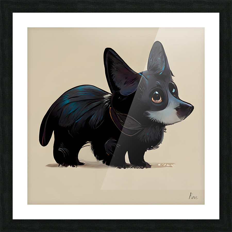 Black Corgi Picture Frame print