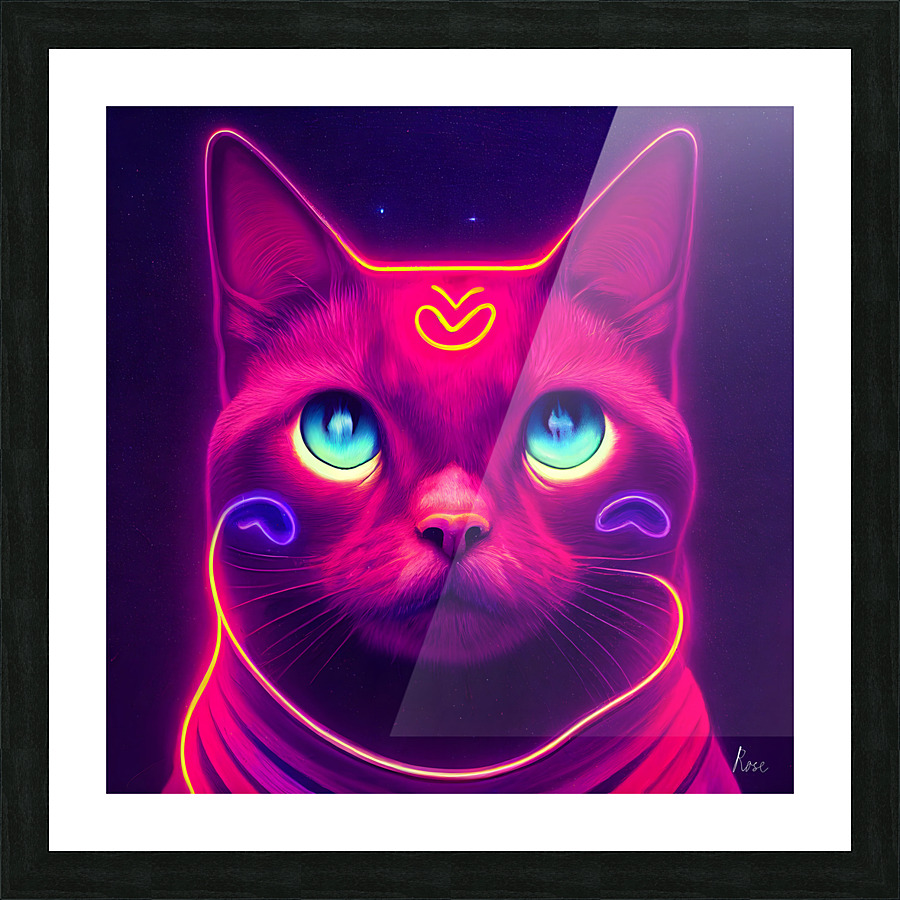 Neon Cat 2 Picture Frame print