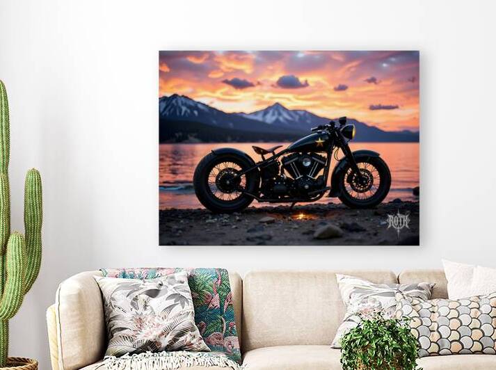 Lake Tahoe Black Harley Davidson WLA by Denis Dean Roth