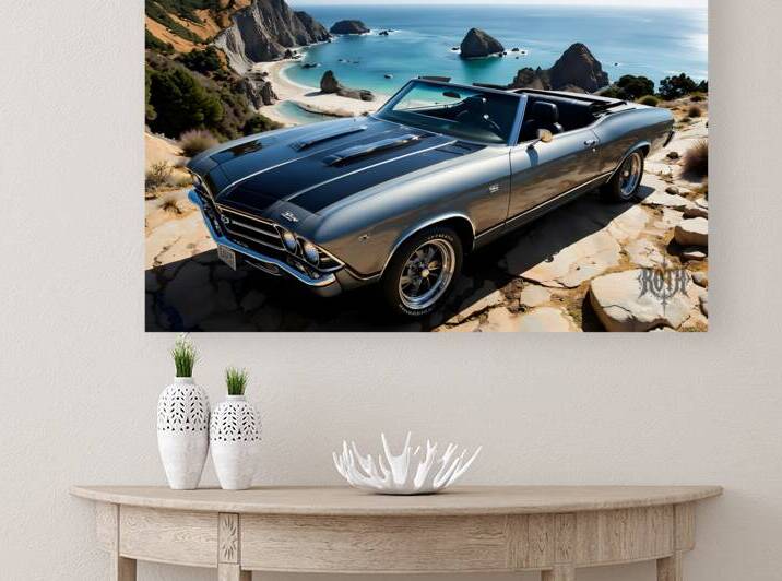 1969 Grey Chevelle convertible Big Sur view. by Denis Dean Roth