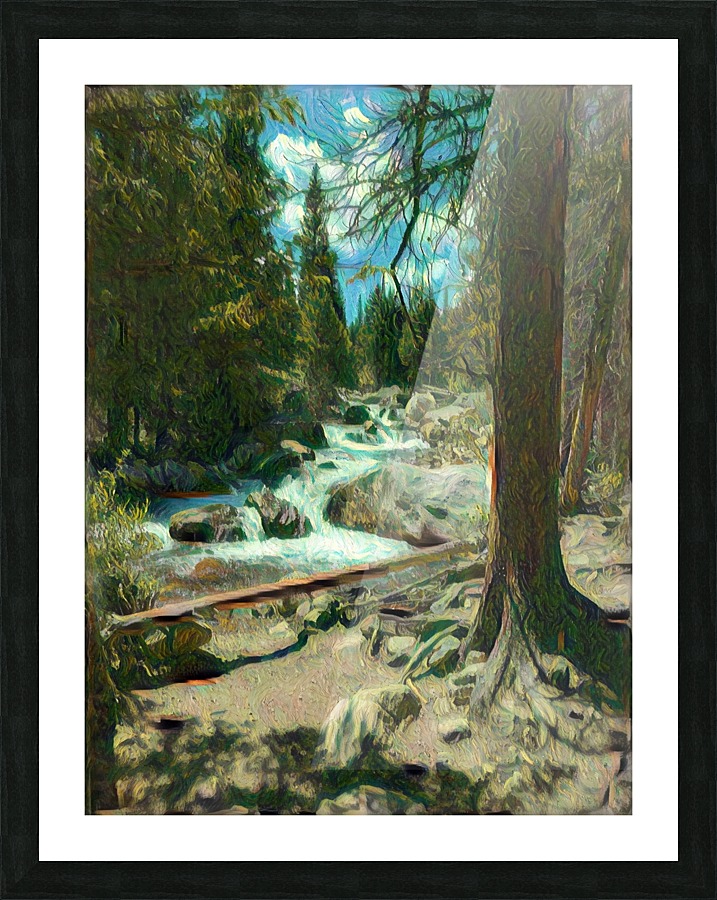 Rocky Mountain waterfall Picture Frame Printing