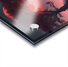 The red moon at twilight under large trees on a river of water Acrylic print