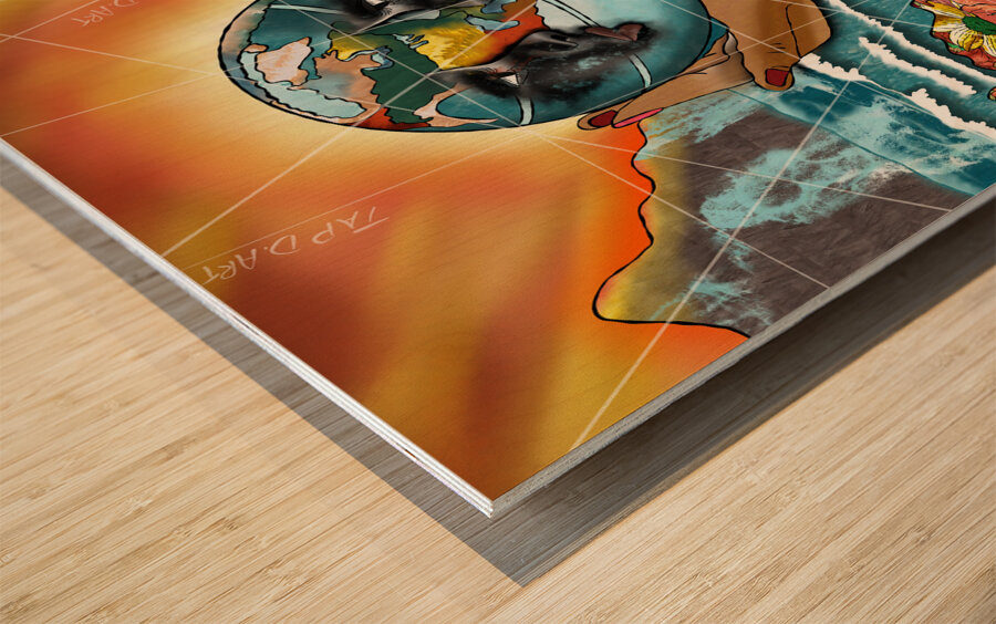 THE WORLD N YOUR HANDS Wood print