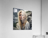 Shy blonde mountain girl on the big rock3 Acrylic Print