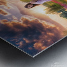 Girl in the stream at sunset Metal print