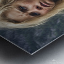 Shy blonde mountain girl on the big rock3 Metal print