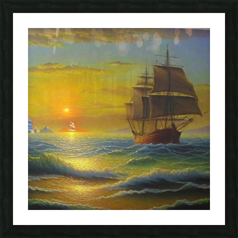 Sailing into Serenity: Sunset Seascape Wall Art Picture Frame print