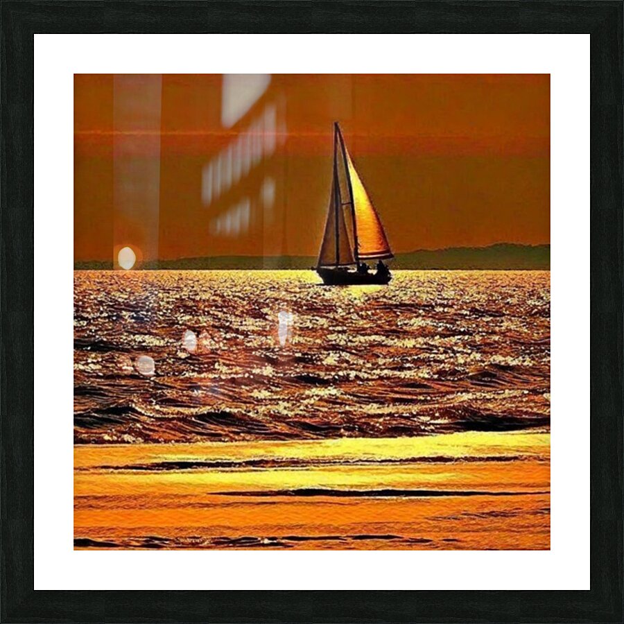 Tranquil Voyage: Sunset Sailboat Wall Art Picture Frame print