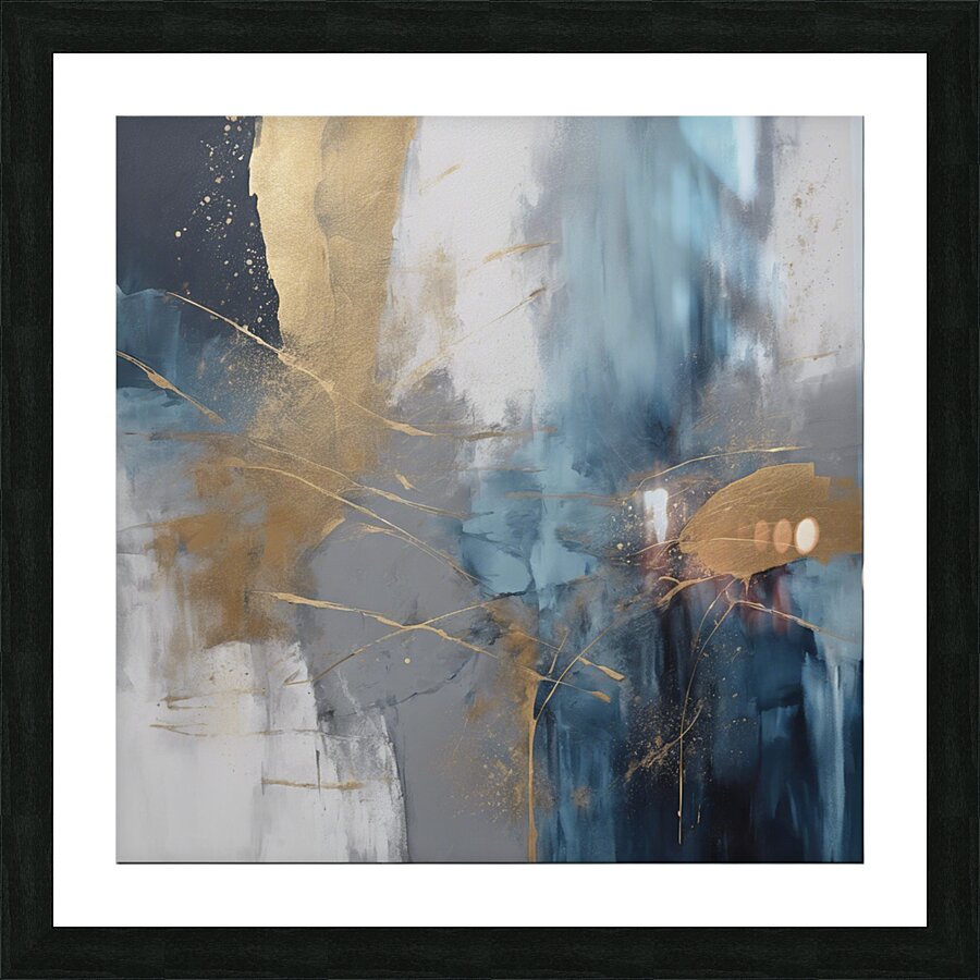 Abstract Wall Art Modern Blue Golden Grey Abstract Picture Large Canvas Prints for Living Room Bedroom Picture Frame print