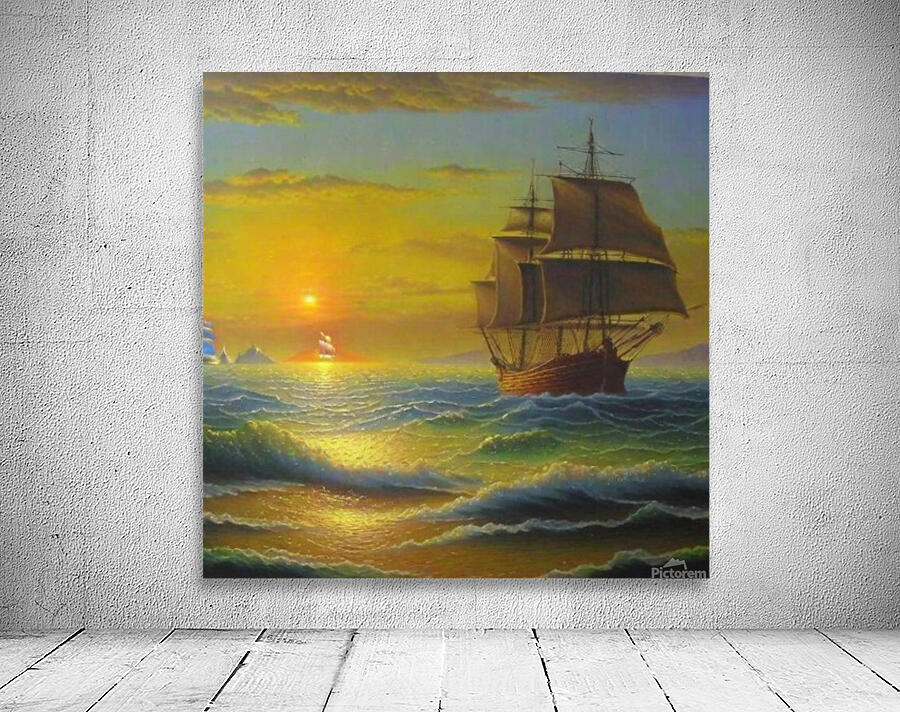 Sailing into Serenity: Sunset Seascape Wall Art Wall Preview