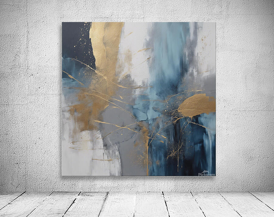 Abstract Wall Art Modern Blue Golden Grey Abstract Picture Large Canvas Prints for Living Room Bedroom Wall Preview