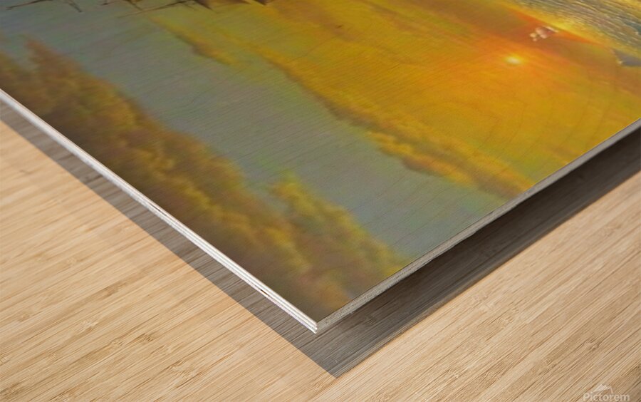 Sailing into Serenity: Sunset Seascape Wall Art Wood print