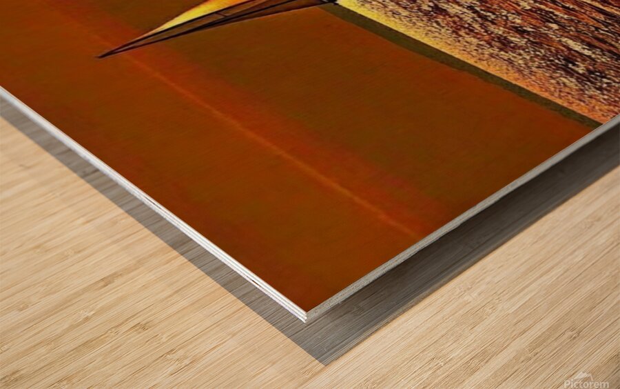 Tranquil Voyage: Sunset Sailboat Wall Art Wood print