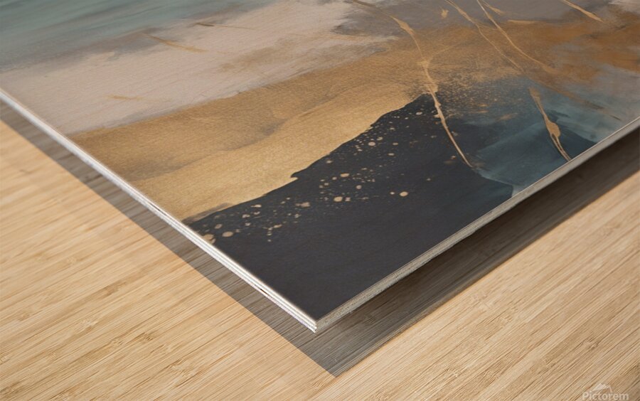 Abstract Wall Art Modern Blue Golden Grey Abstract Picture Large Canvas Prints for Living Room Bedroom Wood print