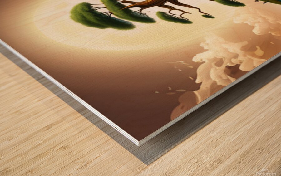 Wieco Art Extra Large Cloud Tree Abstract Landscape Canvas Print Set Wood print