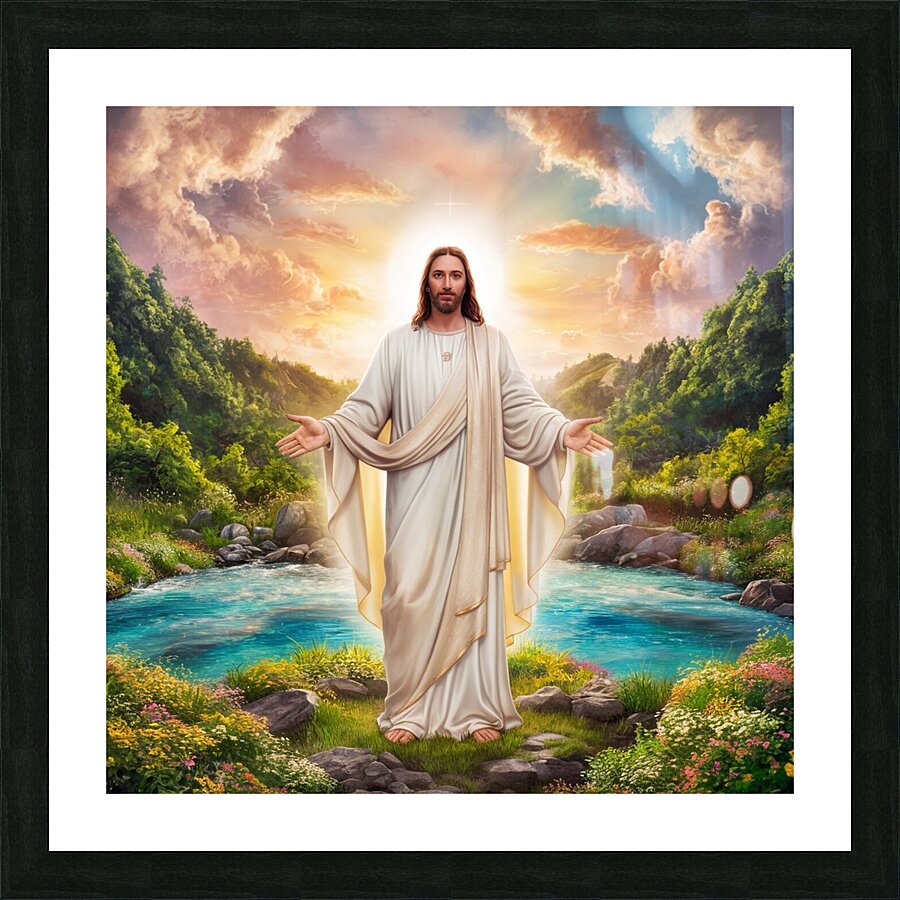 a stunning 8k digital artwork of jesus christ sta Picture Frame print