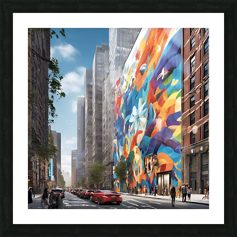 mural stretching across several city blocks Picture Frame print