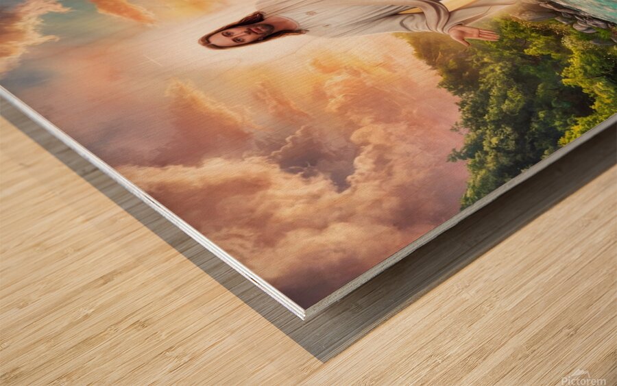 a stunning 8k digital artwork of jesus christ sta Wood print
