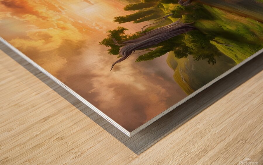 large-scale landscape painting  Wood print