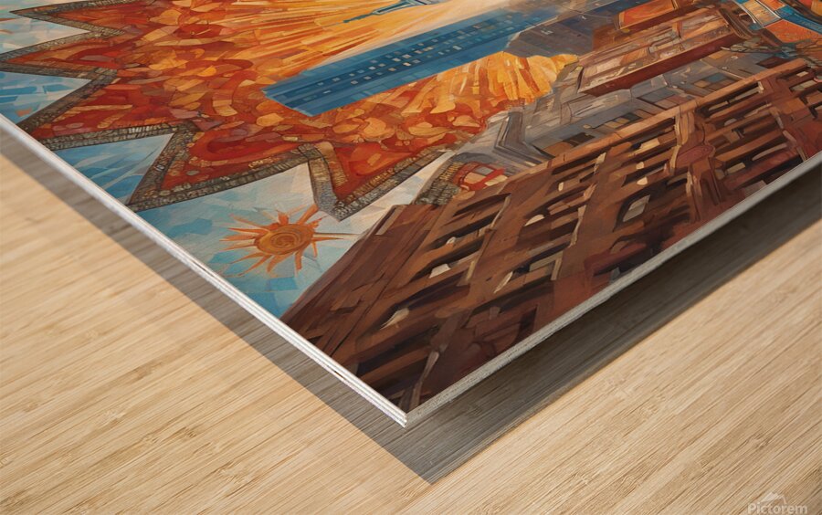 depicts a mosaic of cultures histories and dreams intertwined. Wood print