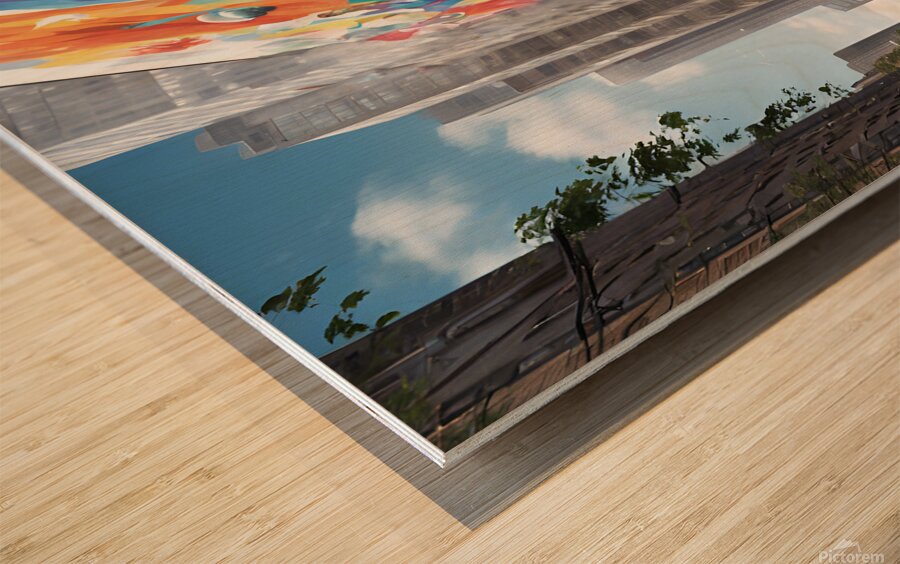 mural stretching across several city blocks Wood print